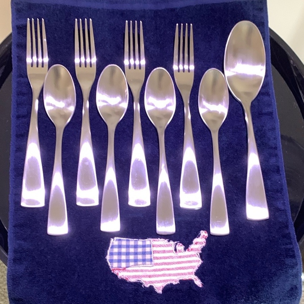 SANT' ANDREA "Reflections" Pattern 4 Forks + 4 Spoons + 1 Serving Spoon NWOT